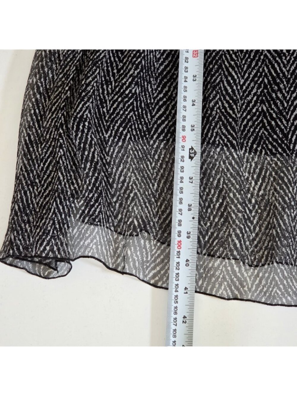 Vtg LM Lulu Paris Silk Chiffon Dress S Lined Bow Belt Herringbone France Romance - Picture 9 of 16